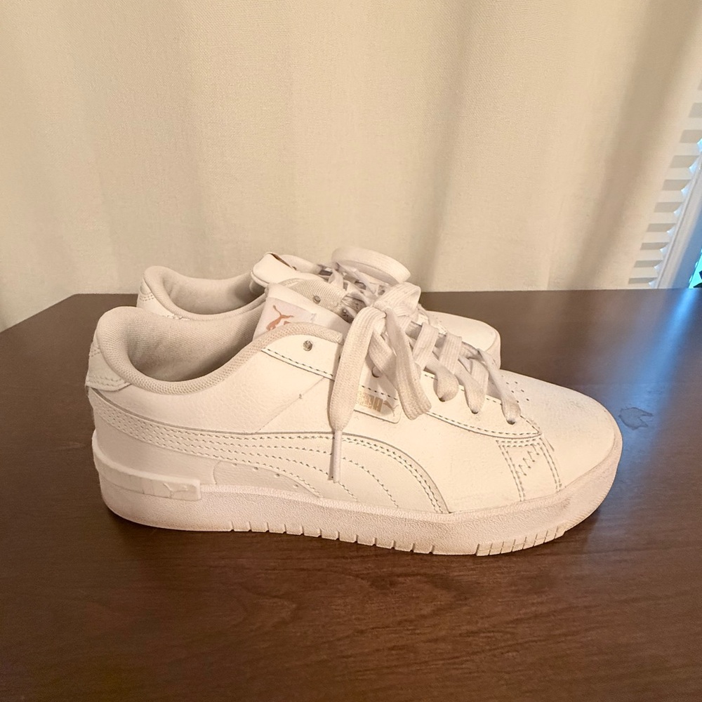 Puma Kids White Leather Sneakers